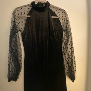 Black velvet mini dress